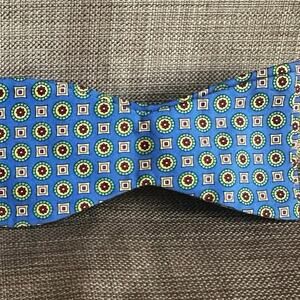 Countess Mara Royal Blue Geometric Abstract Floral Adjustable Silk Bow Tie